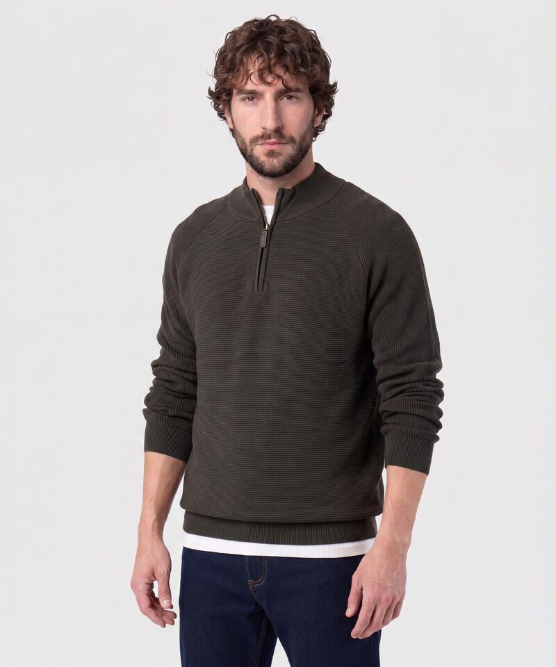 Su&eacute;ter De Hombre Con Cremallera Y Textura