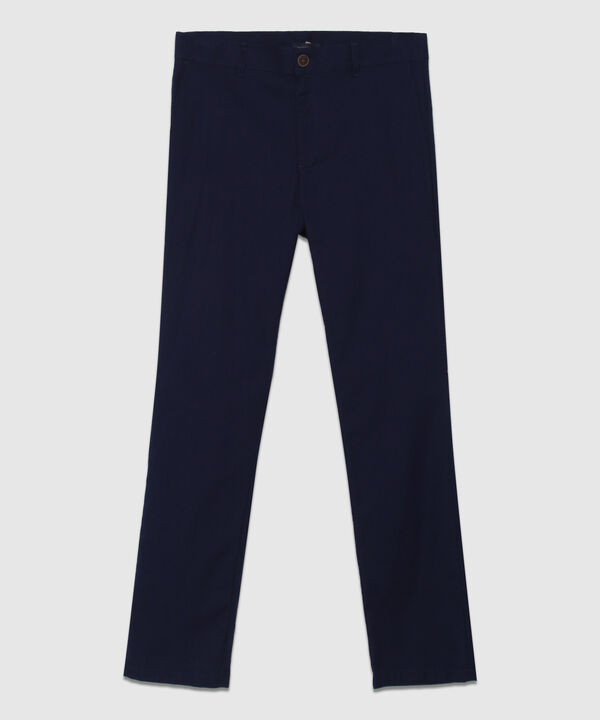 Pantalón Chino Sin Prenses, Bolsillos Diagonales y De Ribete