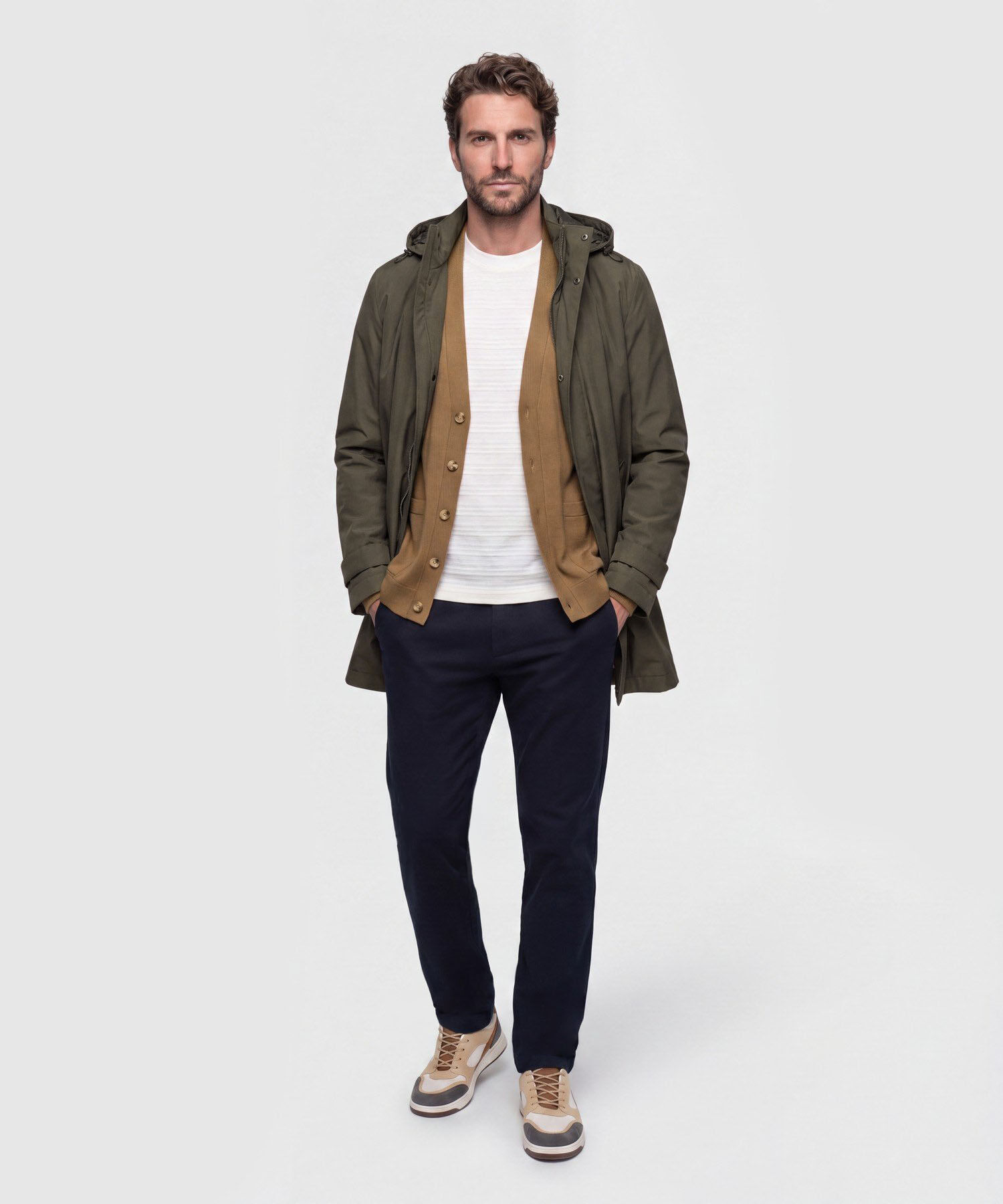 Chaqueta Tipo Parka Con Capucha Para Hombre