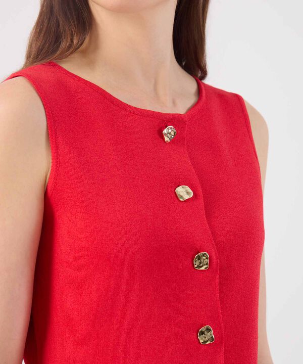 Chaleco Mujer Tejido Sin Mangas Botones Dorados image number null