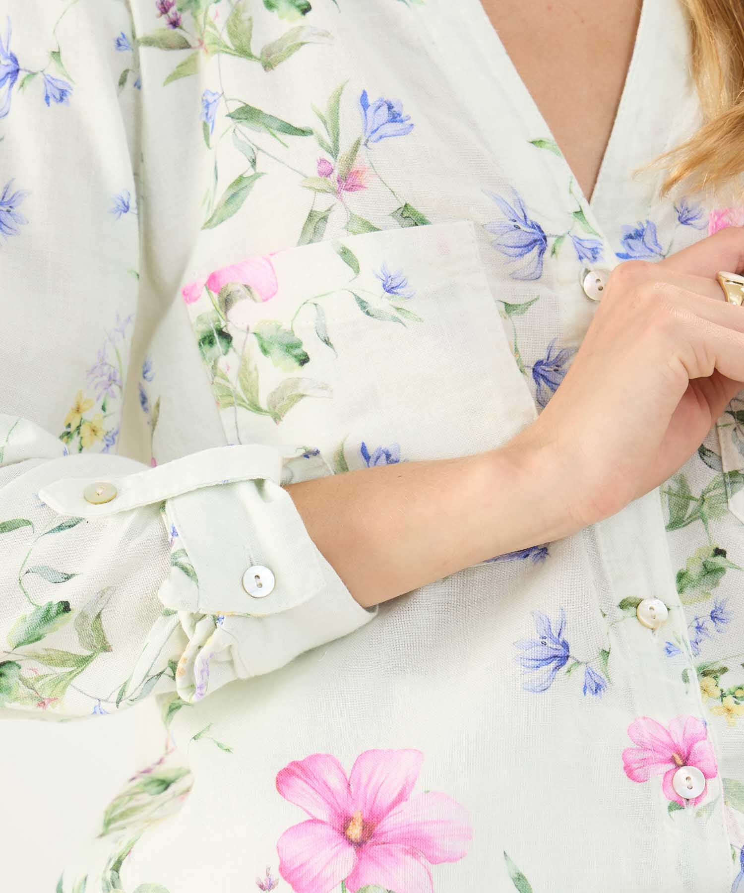 Blusa Estampada en Efecto Lino