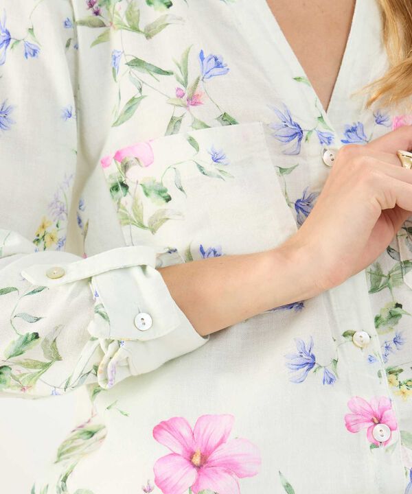 Blusa Estampada en Efecto Lino