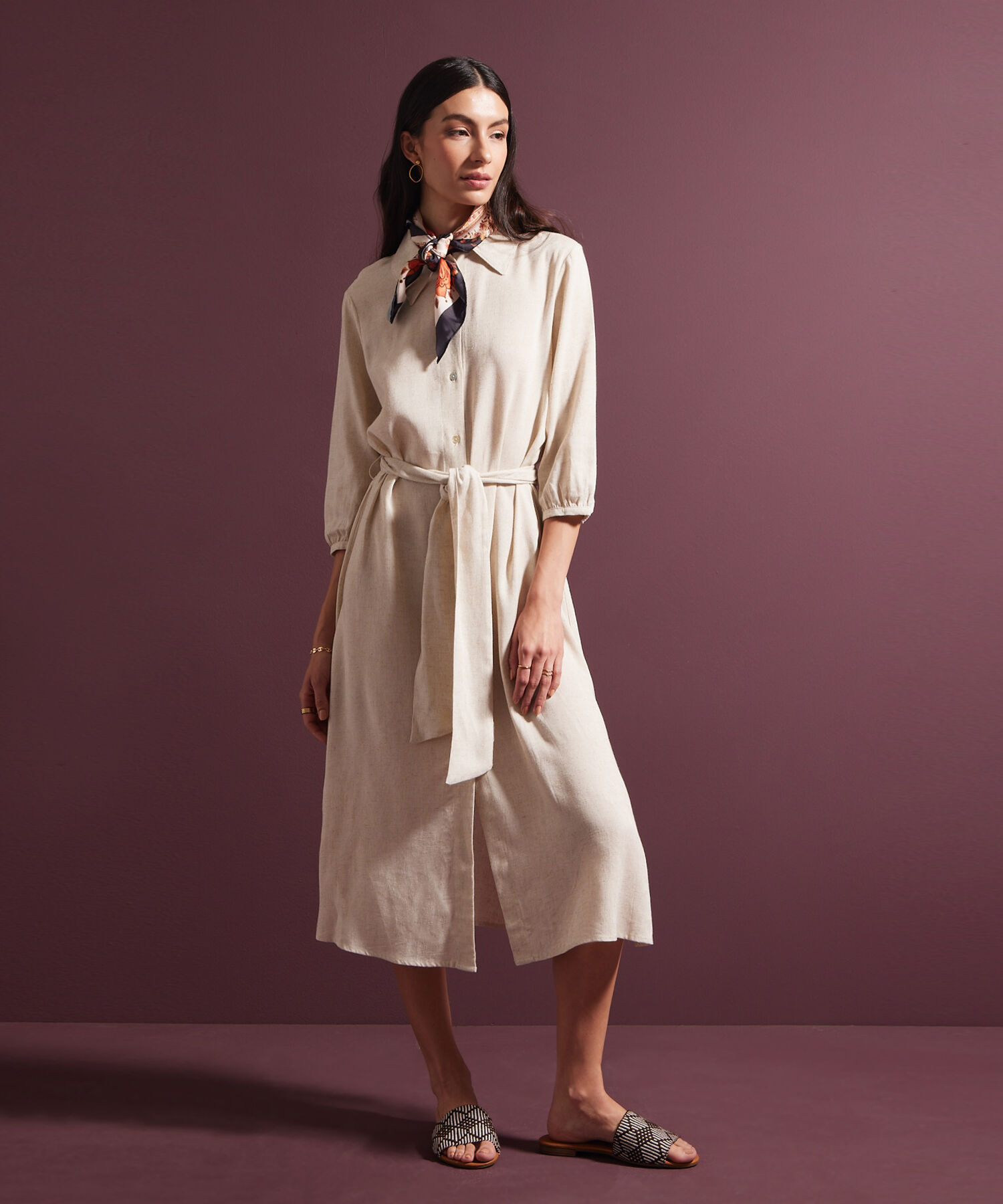 Vestido Camisero Manga 3/4