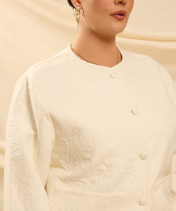 Chaqueta Texturizada De Cuello Redondo Mujer Curvy