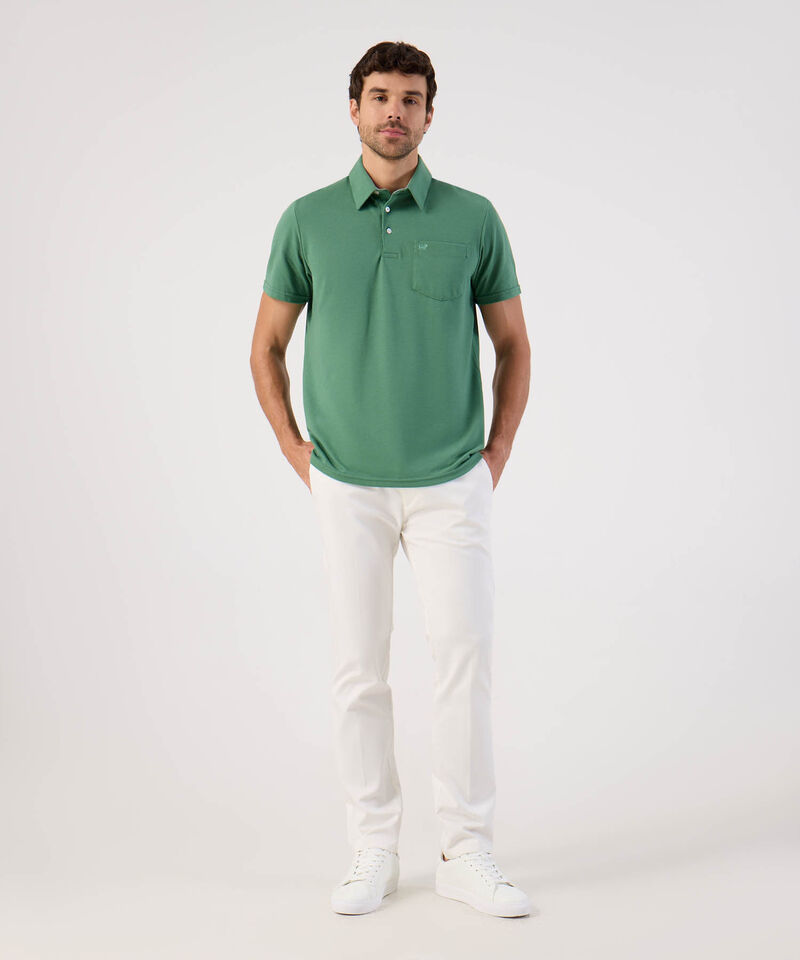 Polo Con Bolsillo Unicolor Para Hombre