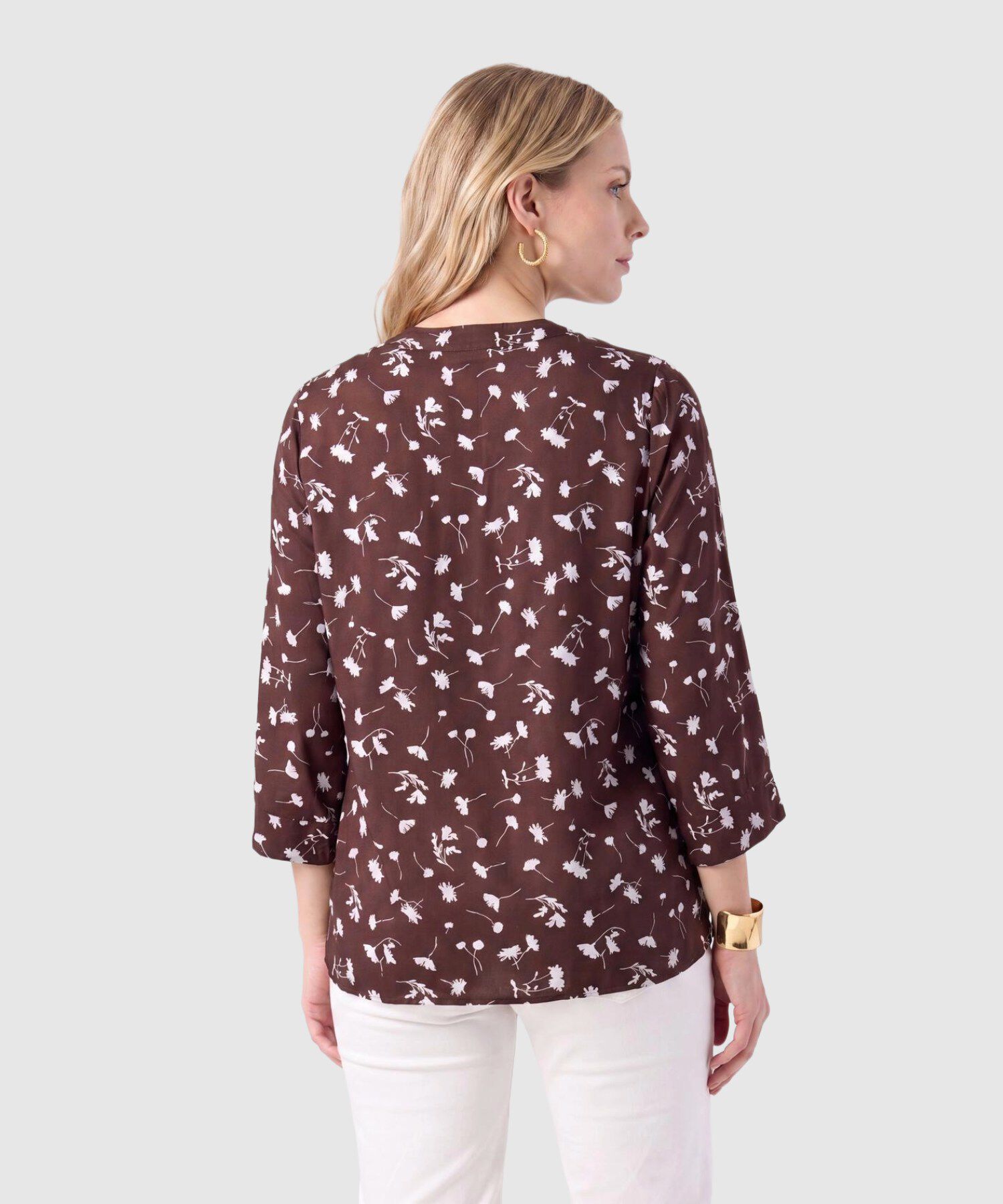 Blusa Estampada Con Cuello En V Para Mujer