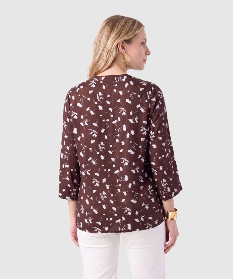 Blusa Estampada Con Cuello En V Para Mujer