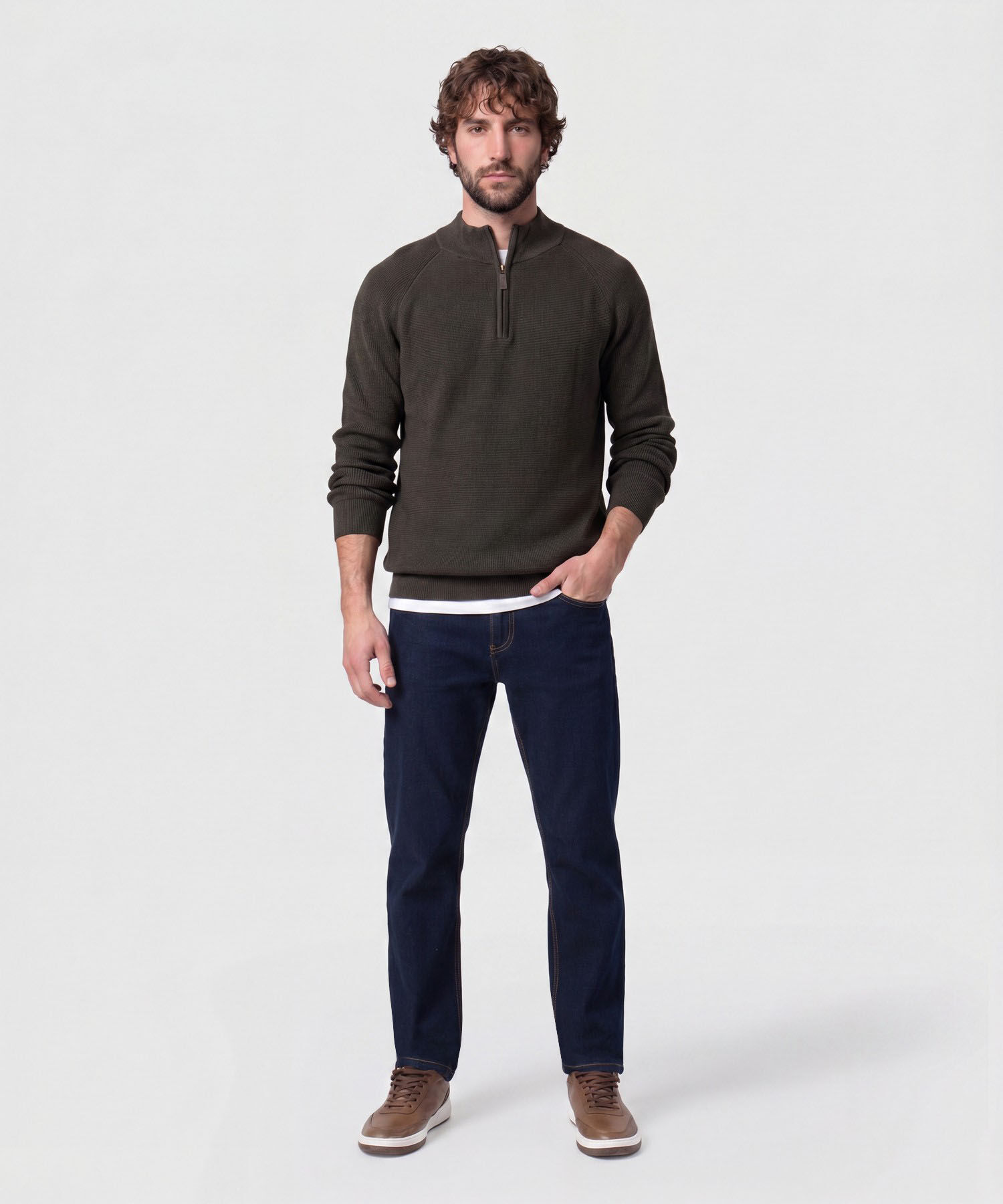 Su&eacute;ter De Hombre Con Cremallera Y Textura