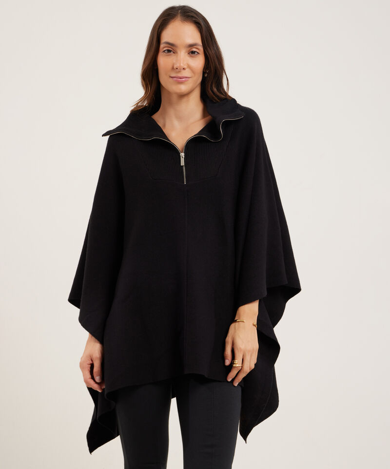 Saco Tipo Capa Con Cremallera Y Cuello Alto