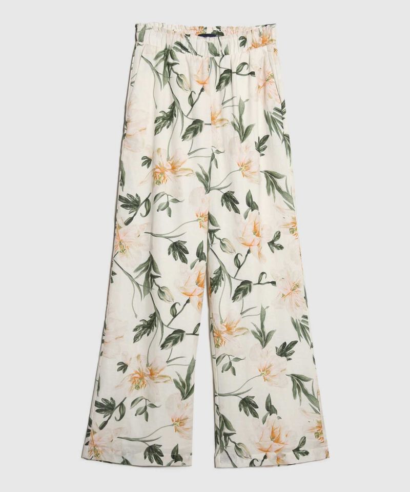 Pantalón Estampado en Efecto Lino