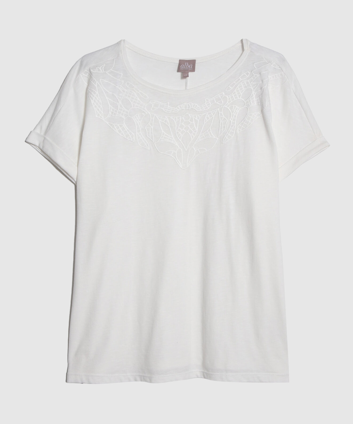 Camiseta Unicolor Con Bordado