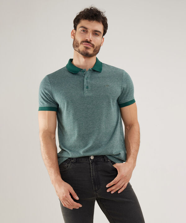 Polo Unicolor Con Textura, Cuello Y Puños Tejidos, Silueta Slim Fit, Lineas image number null
