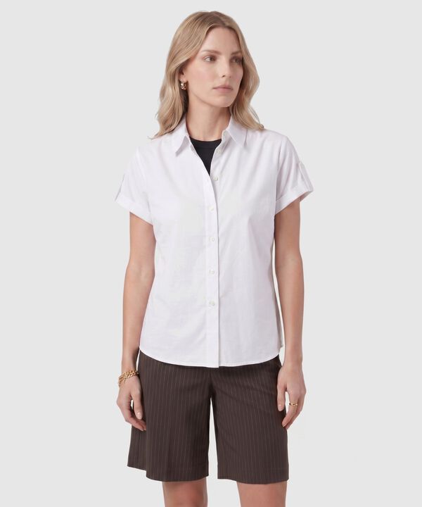 Camisa Unicolor De Manga Corta Para Mujer image number null