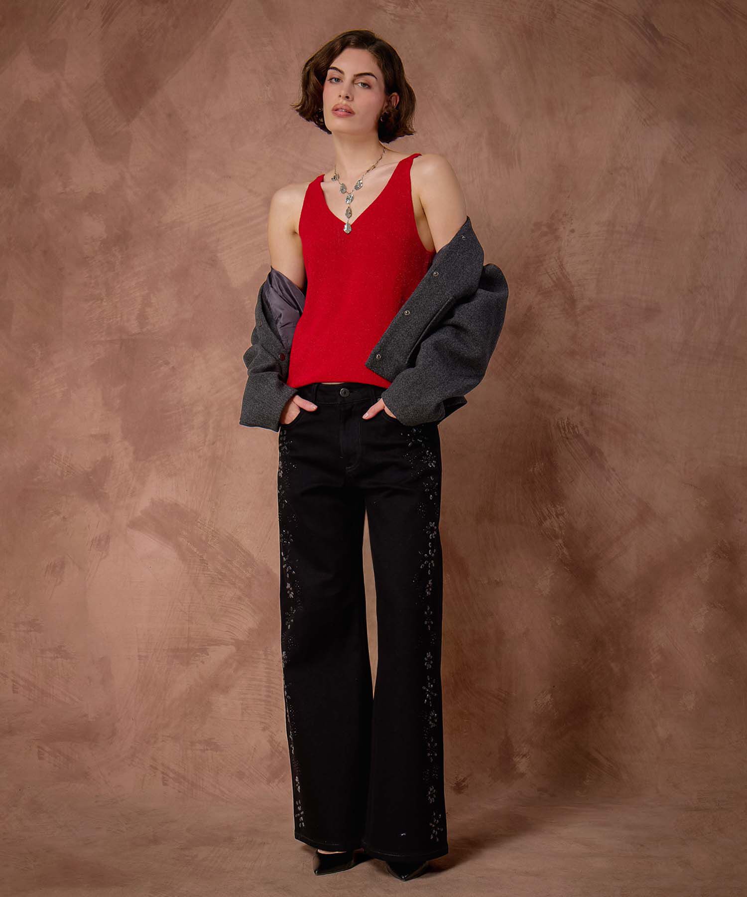 Jean Wide Leg Con Pedreria 