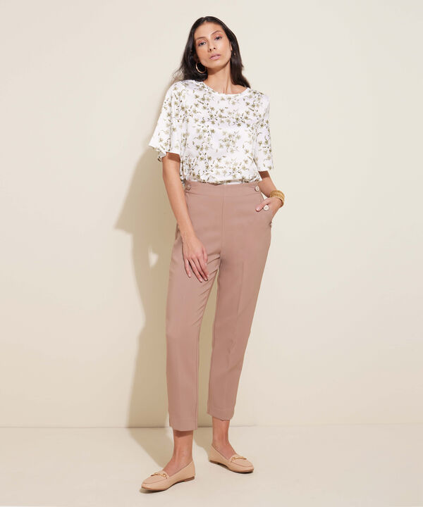 Blusa Estampada Cuello Redondo Manga Corta Al Codo