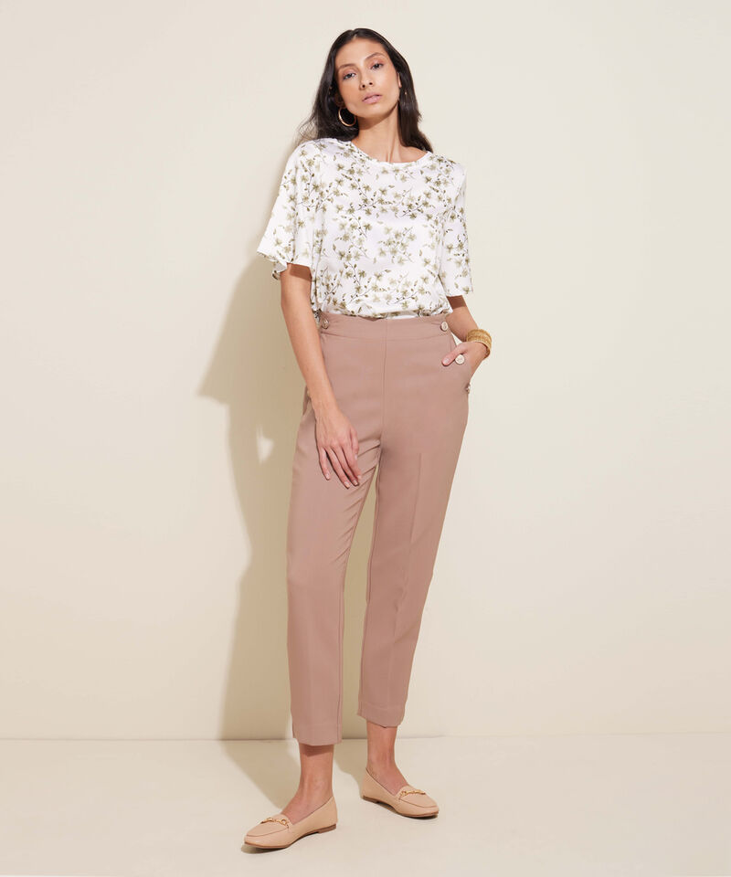 Blusa Estampada Cuello Redondo Manga Corta Al Codo