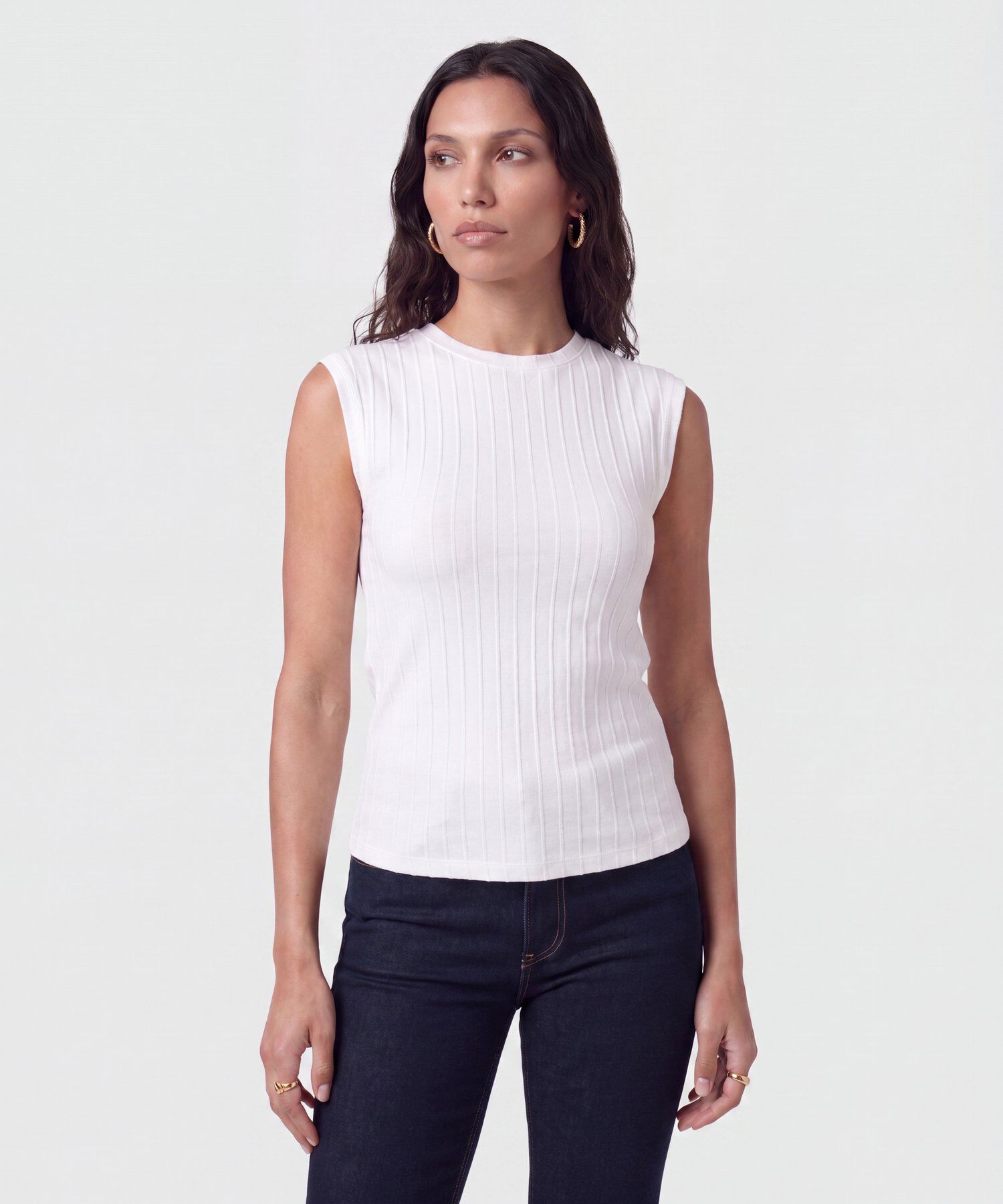 Camiseta Sin Mangas Textura Acanalada Mujer