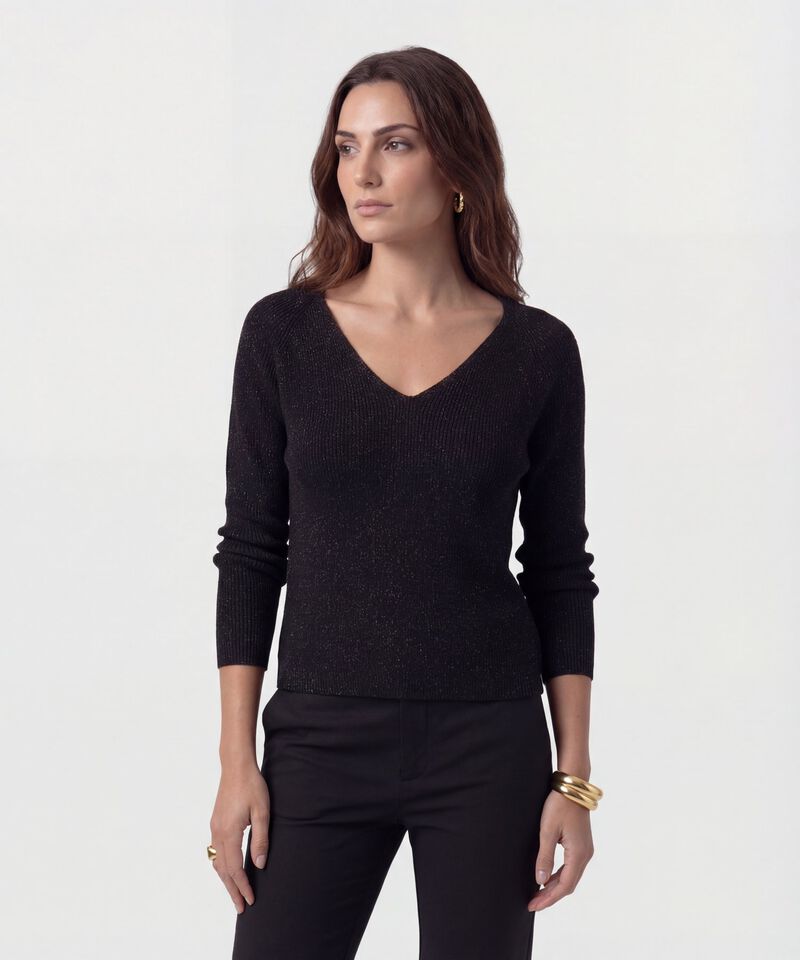 Saco De Punto Cuello En V Mujer