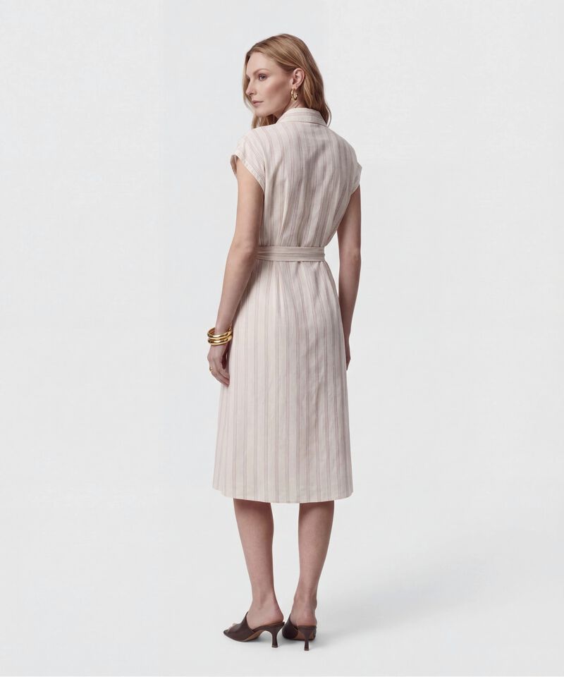 Vestido Midi Camisero Con Lazo Mujer