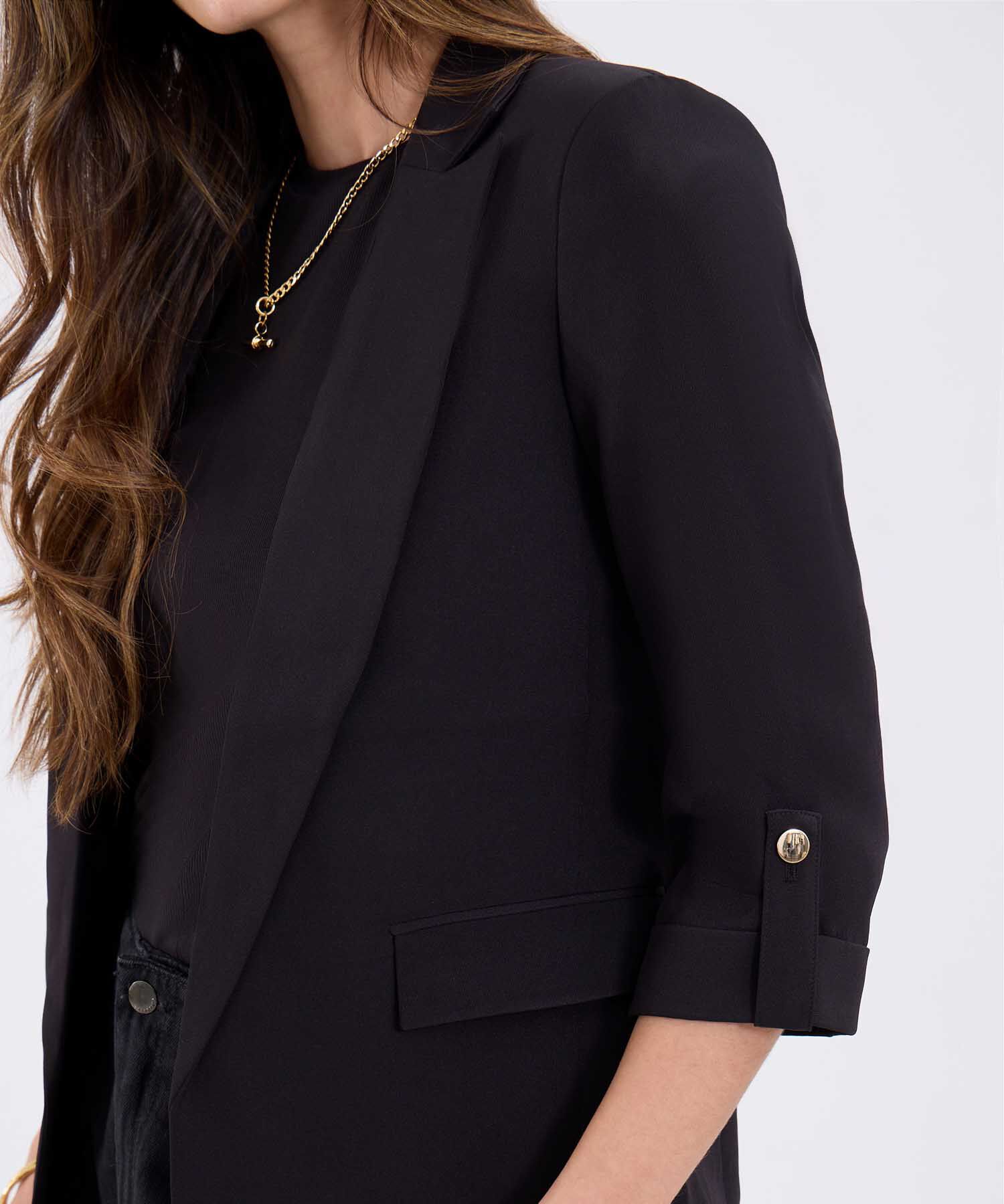 Blazer Unicolor Con Solapa