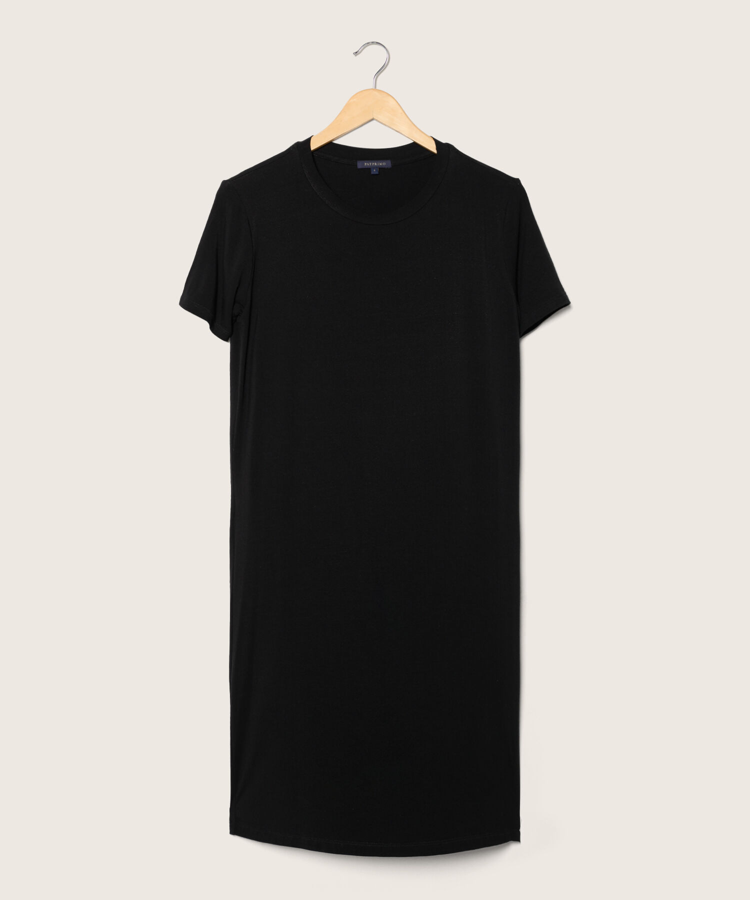 Vestido Unicolor Manga Corta, Cuello Redondo Con Silueta Fluida
