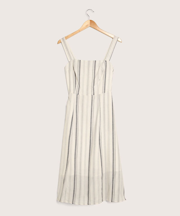 Vestido Preteñido De Tiras Midi