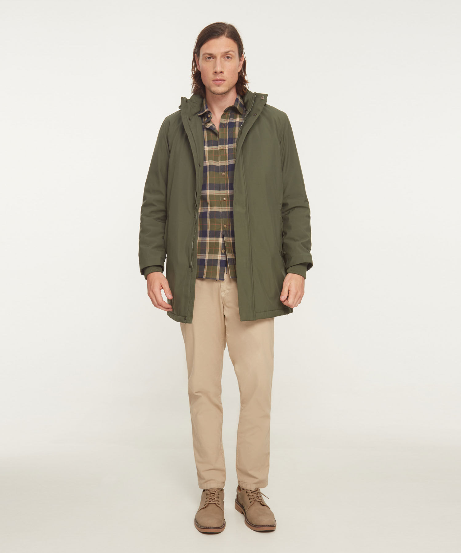Chaqueta Unicolor Tipo Parka Larga