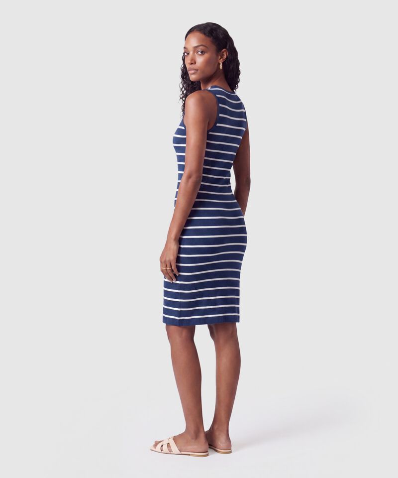 Vestido Ajustado A Rayas De Cuello Redondo Mujer