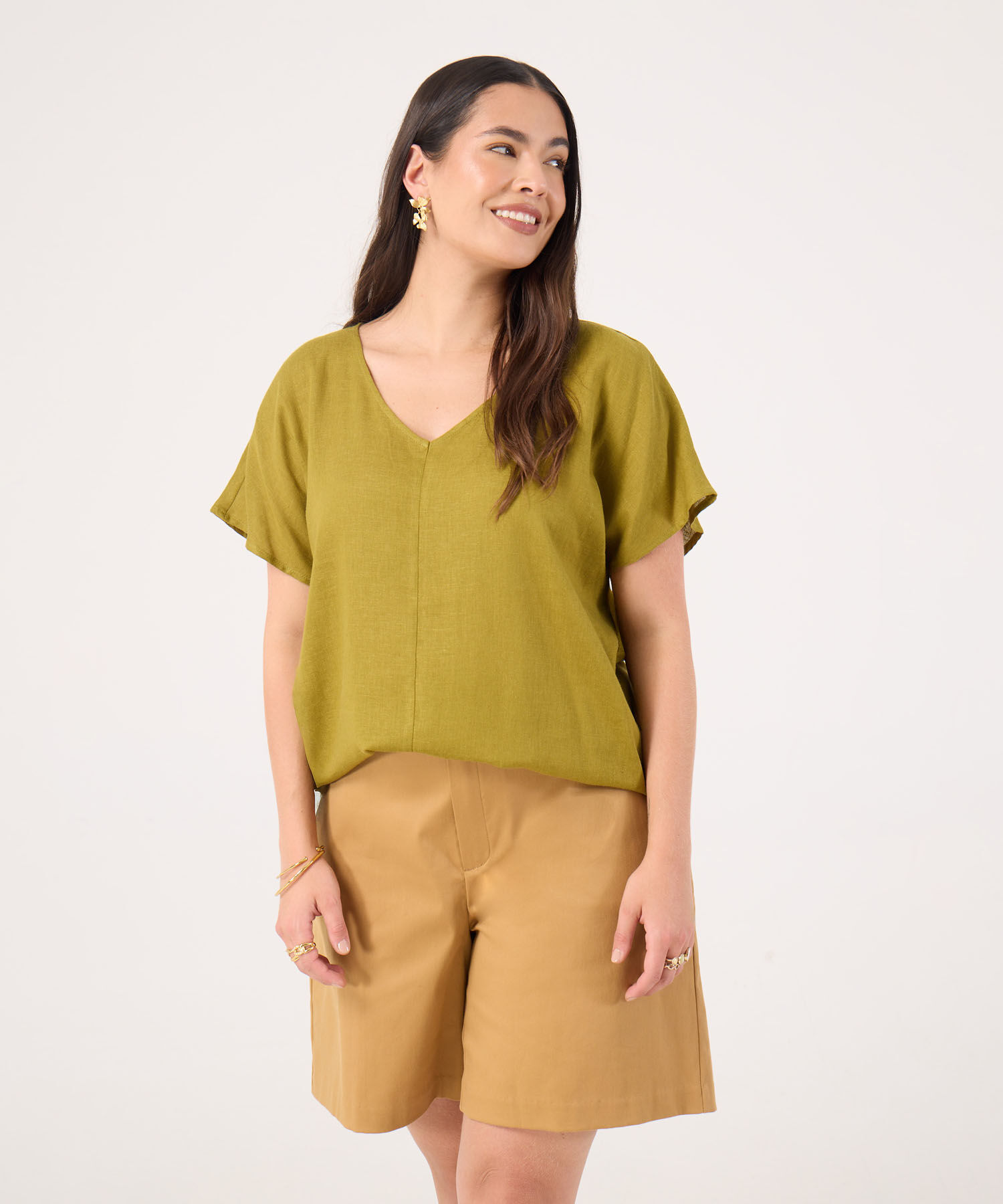 Blusa Manga Corta Unicolor