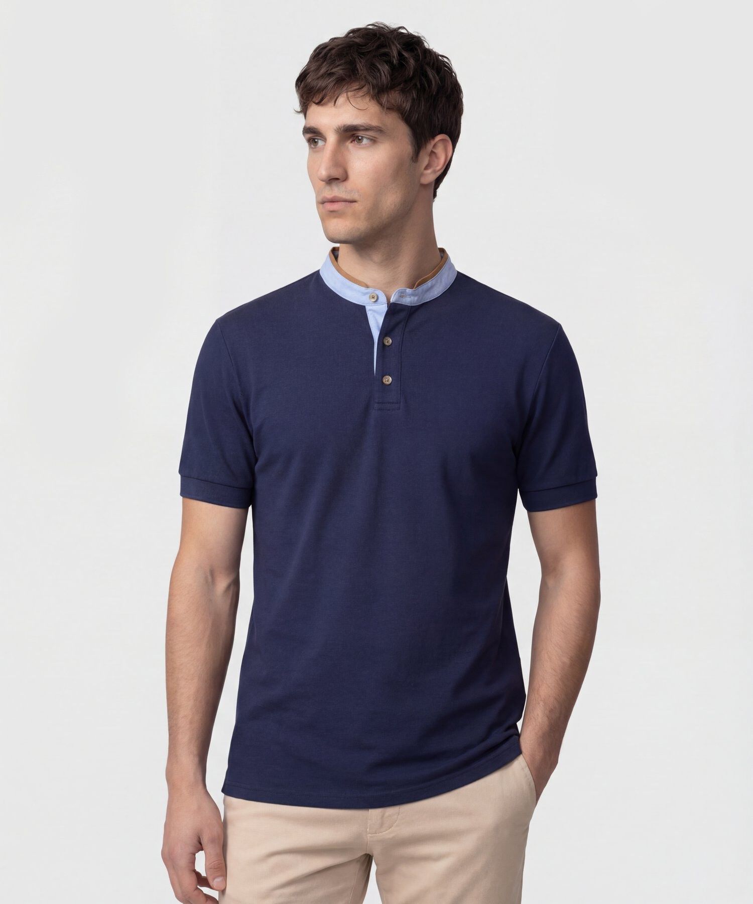 Polo Con Cuello Neru Y Pechera Hombre