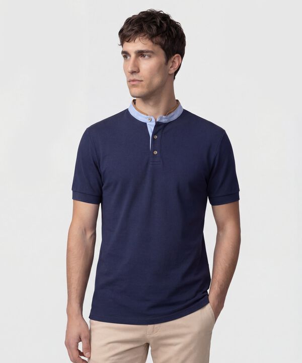 Polo Con Cuello Neru Y Pechera Hombre