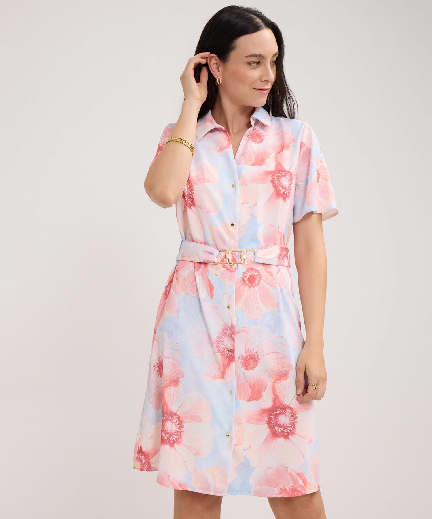 Vestido Corto Camisero Estampado