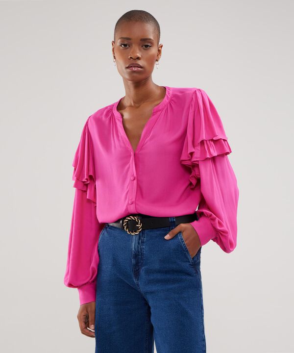 Blusa Unicolor Con Golas En Mangas image number null