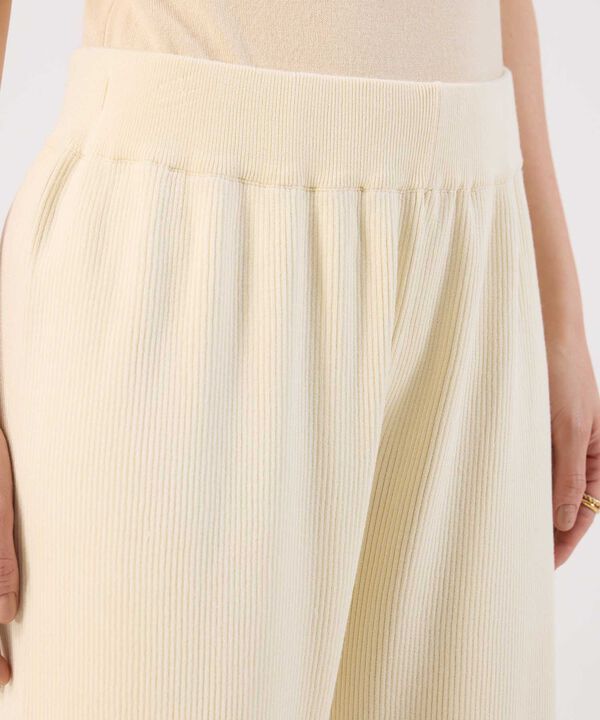 Pantal&oacute;n Wide Leg de Punto Acanalado para Mujer image number null