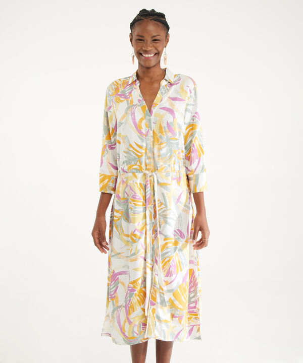 Vestido Estampado Midi Manga 3/4