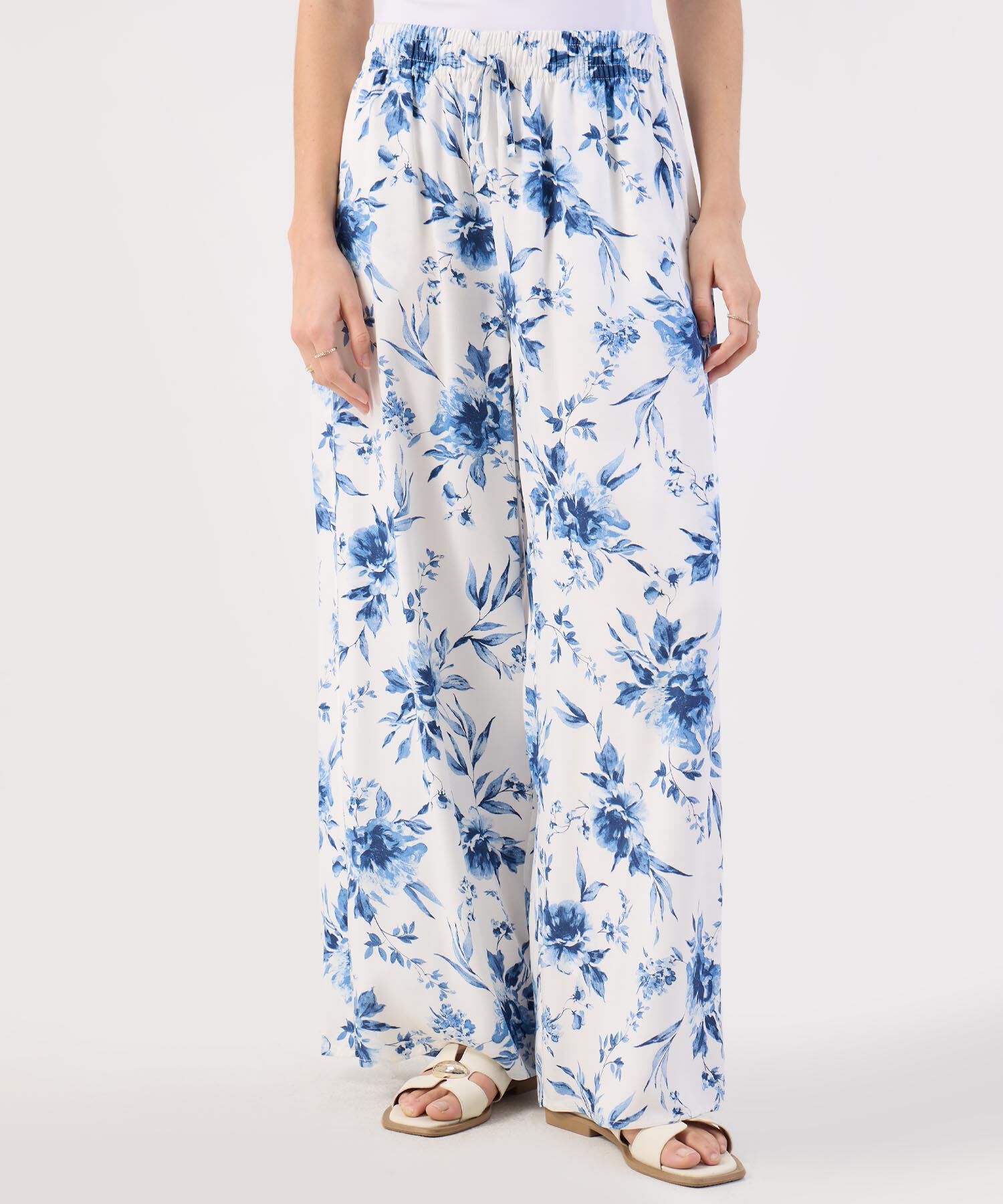 Pantalón Fluido Estampado Floral Ancho