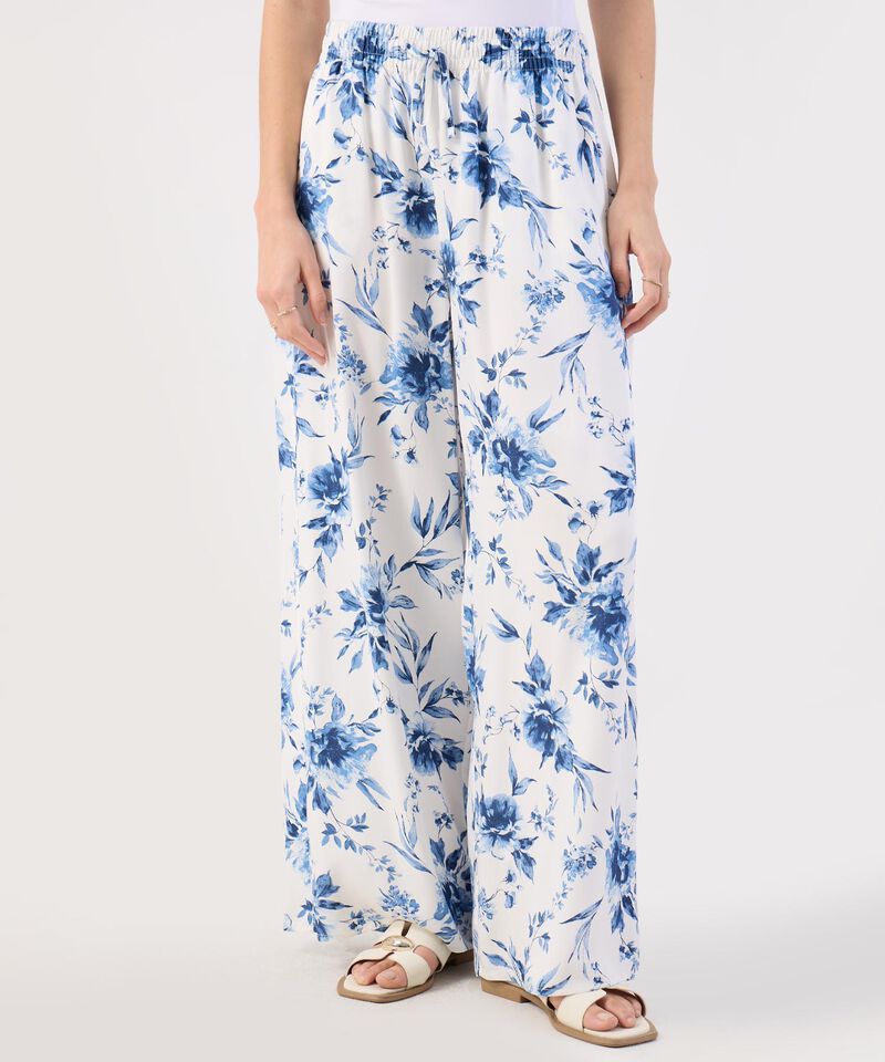 Pantalón Fluido Estampado Floral Ancho