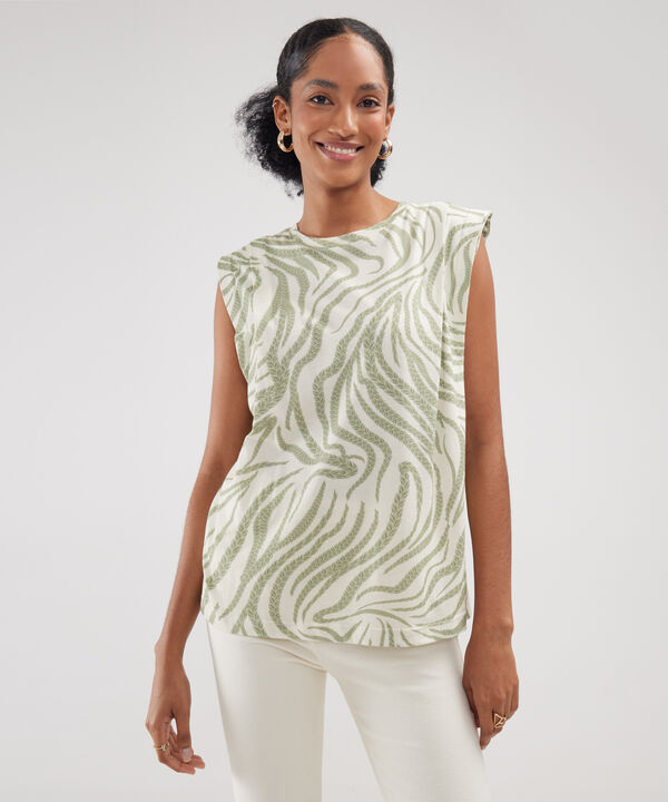 Camiseta Estampada Con Alforzas image number null