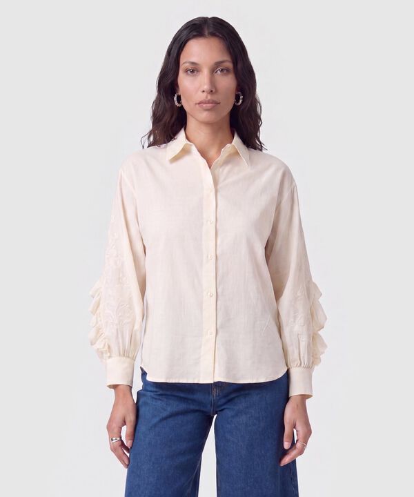 Camisa De Mangas Con Olanes Para Mujer image number null