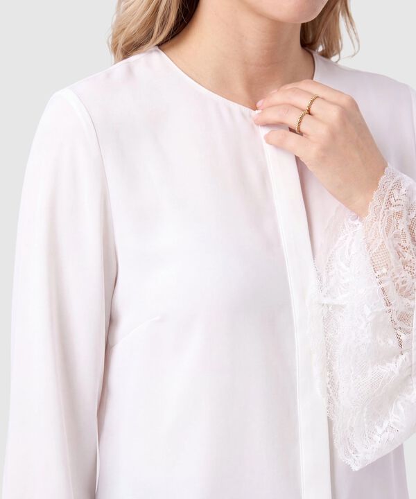 Blusa Con Detalles De Encaje Para Mujer