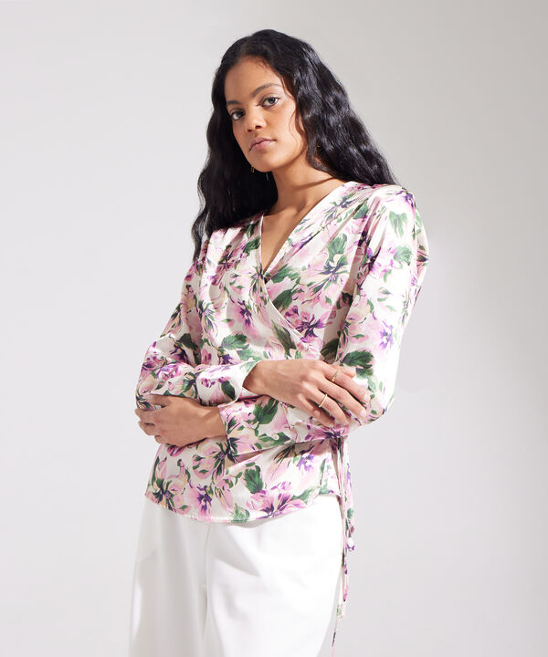 Blusa Cruzada Manga Larga Estampada