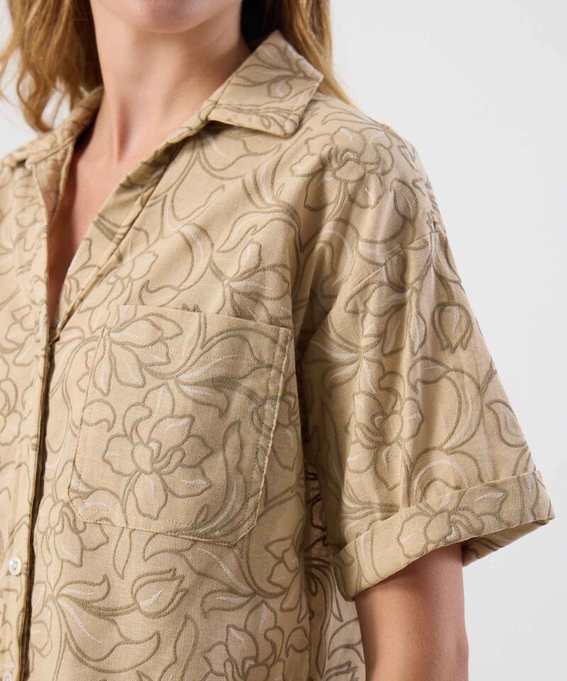 Camisa Con Cierre Frontal Y Solapa Para Mujer