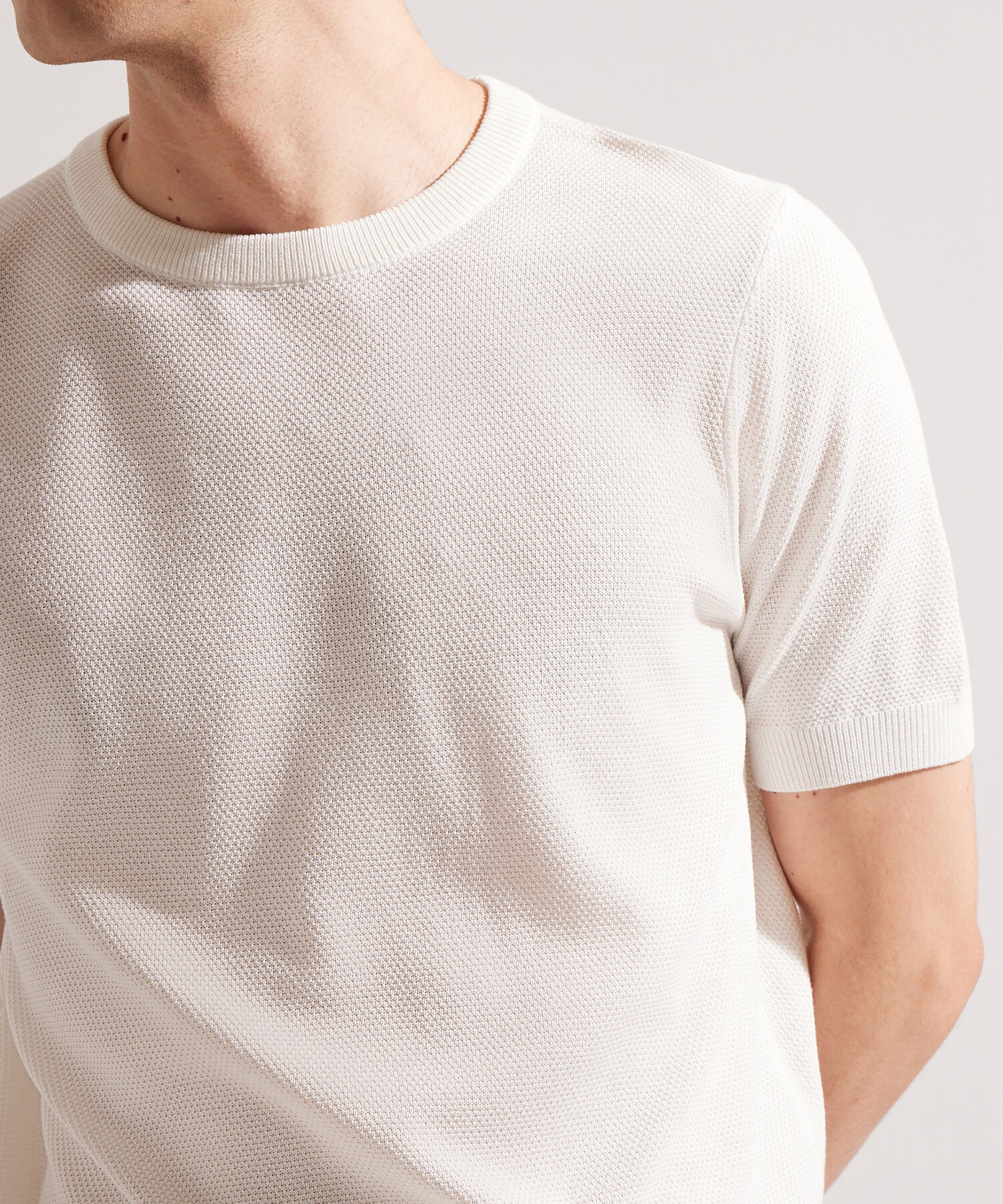 Camiseta Manga Corta Escote Redondo Tejida