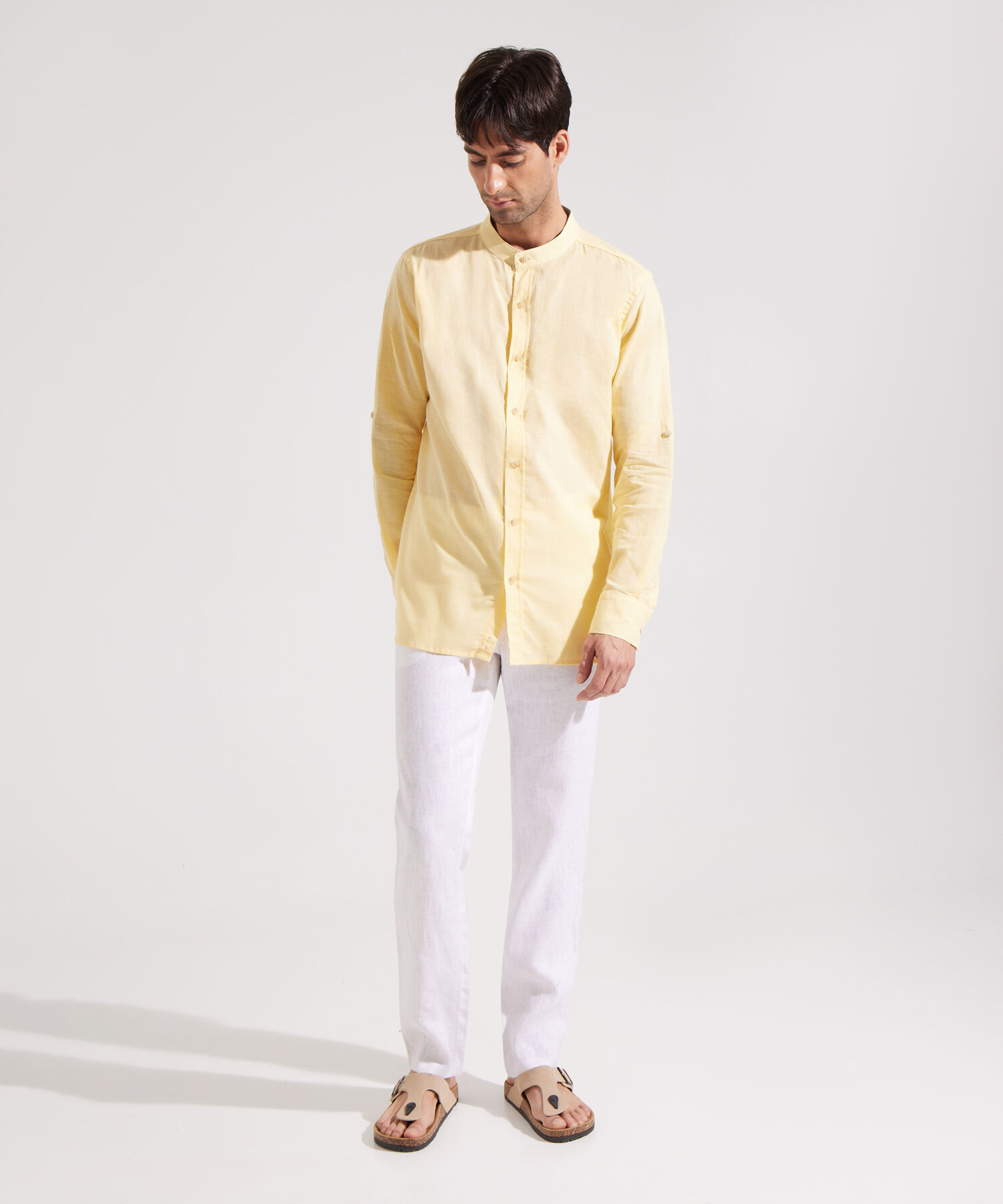 Camisa Manga Larga con Cuello Mao