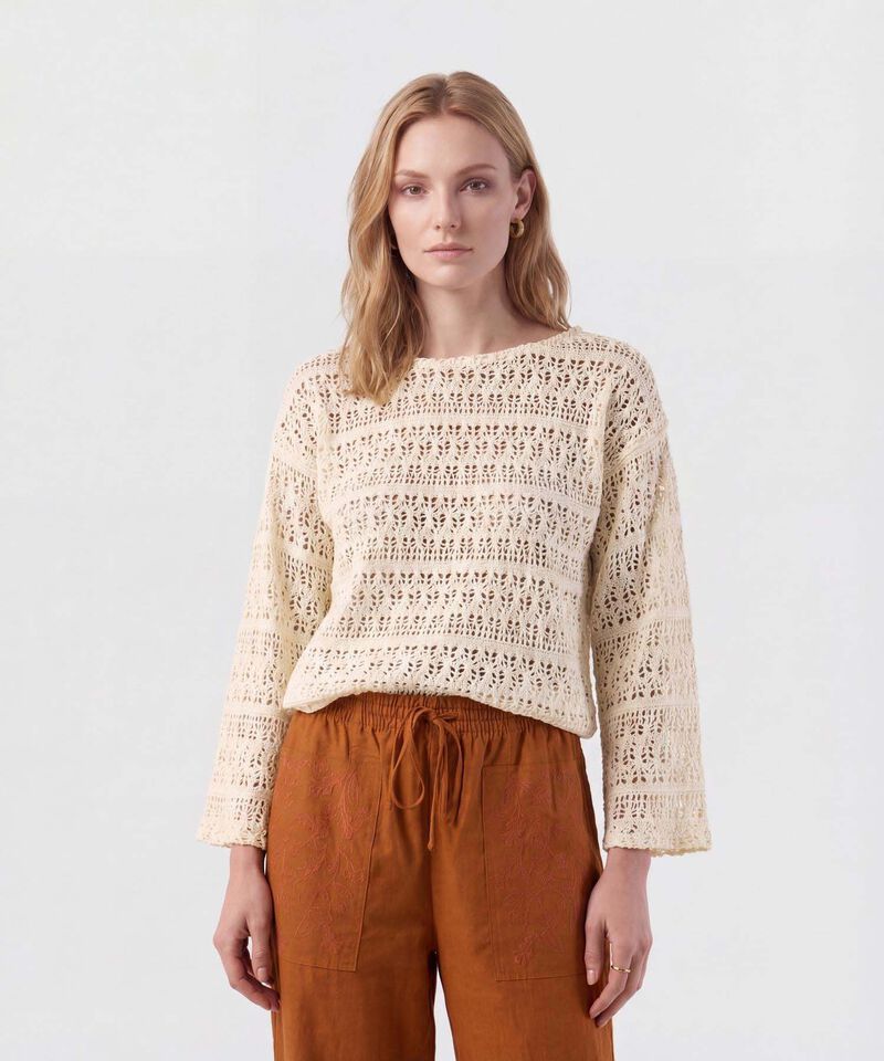 Saco De Punto Calado Con Dise&ntilde;o De Encaje Mujer