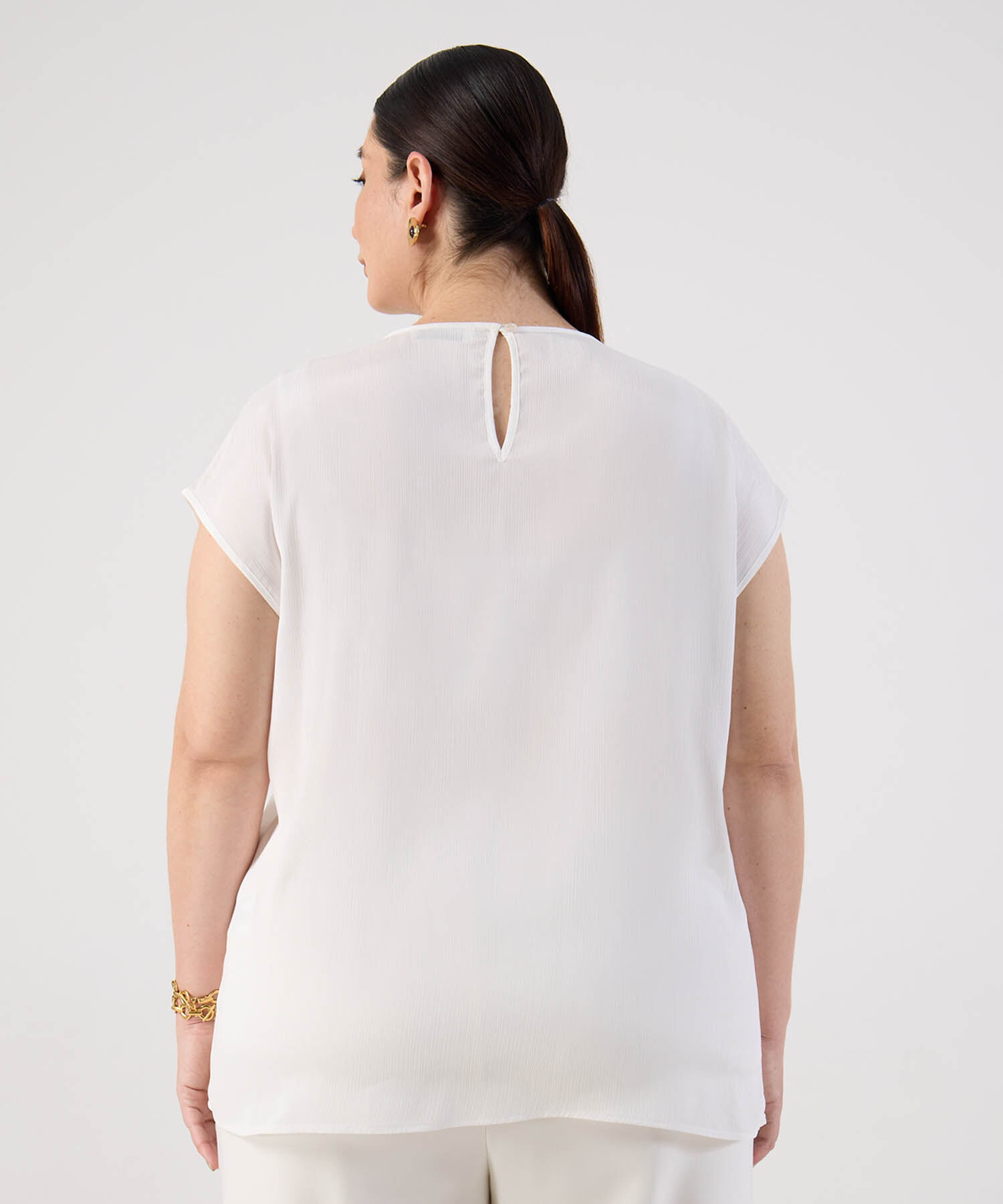 Blusa sin Manga con Textura y Abertura Para Mujer Curvy