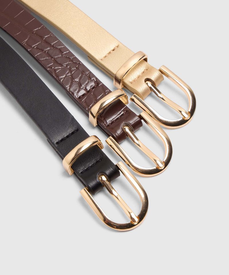 Set X3 Cintur&oacute;n Delgado Con Hebilla Ovalada Mujer