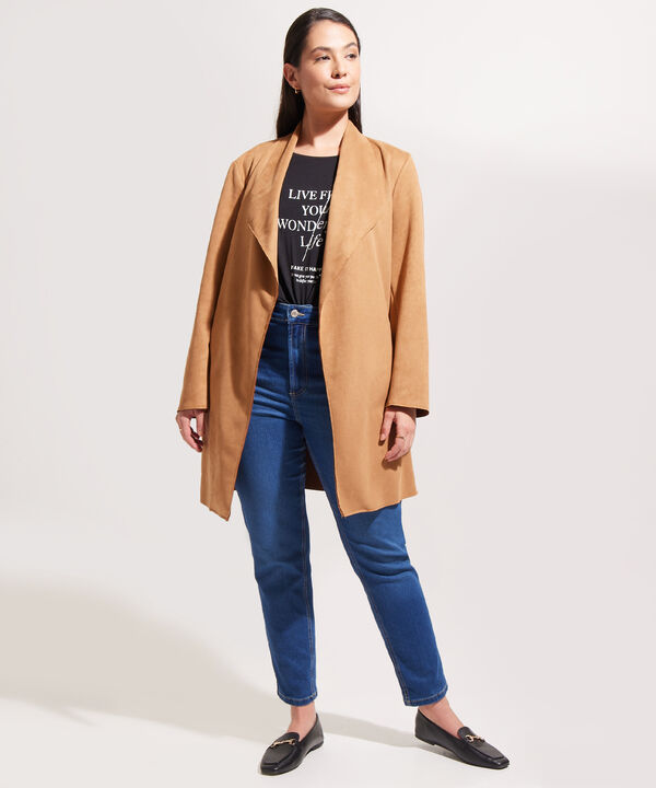 Chaqueta en Suede con Cinturón 