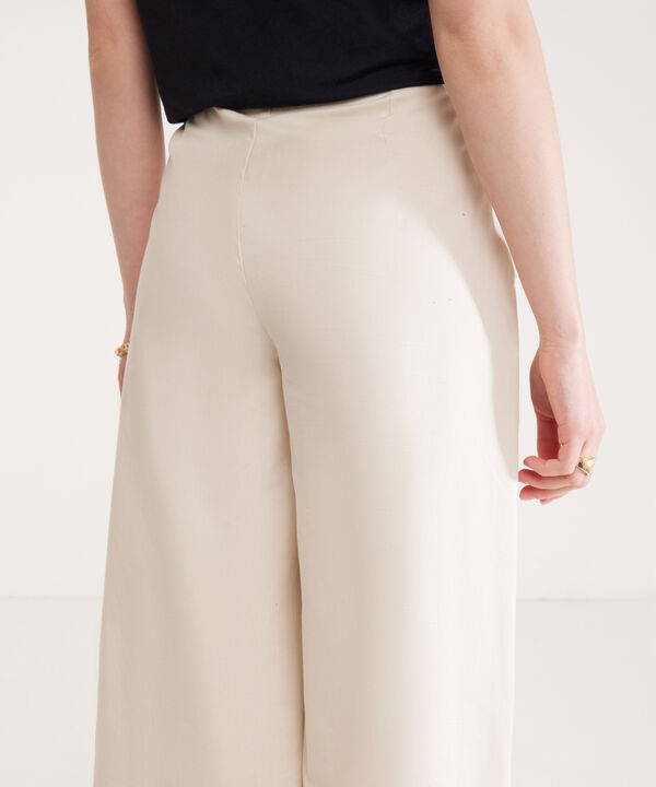 Pantalón Moda Unicolor, Culotte Tiro Alto Y Silueta Amplia
