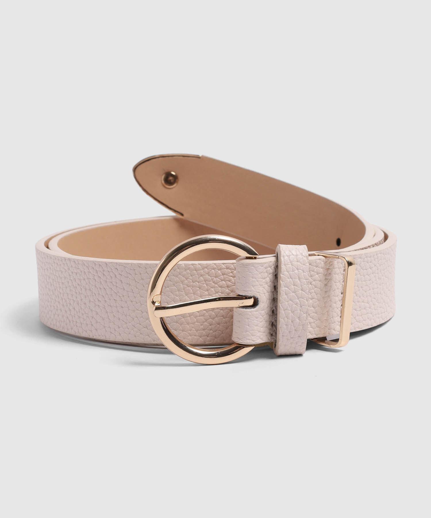 Cinturón Texturizado Para Mujer Con Hebilla Redonda